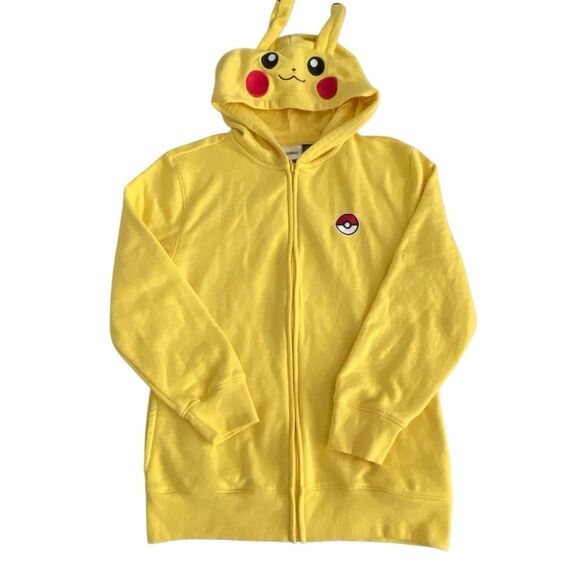 Nearly New! Pokémon Pikachu Yellow Hooded Zip Up Fleece Hoodie - Size Large - Picture 1 of 8